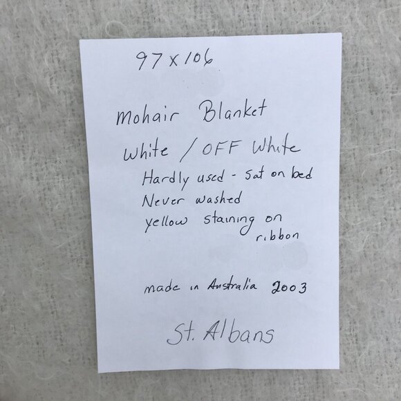 King Blanket Pure Mohair Pile Ivory Rare ST. ALBANS Australia $900USD Never Used - Picture 4 of 12